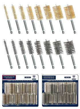Pbb-ssbr16 Kwalitistar 16-pc Bore Brush Set 8-size X 2 Sets Stainless-steel And Brass Wire Brushes