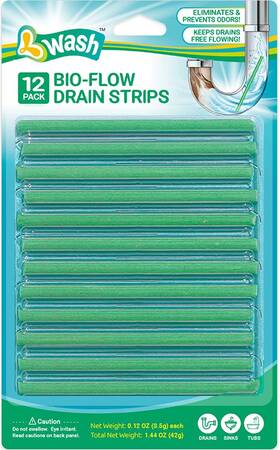 L-wash 650076810937 Bio-flow Drain Strips - 12 Cleaner And Odor Remover Sticks