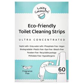 Lazy Coconuts 850039976056 Toilet Bowl Cleaner Strips - 60 Cleans Plastic-free Dye-free With Lemon Es
