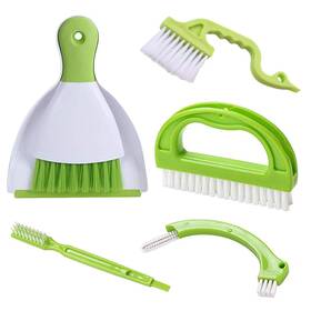 Leeloon 722020982332 Handheld Dustpans Grout Brush Groove Gap Cleaning Tools Set 5 Pack Green Abs Pla
