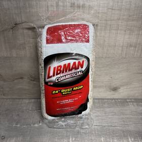 00923 Libman Commercial 24 Inch Dust Mop Refill - No Shrink Backing With Zipper #00923