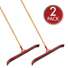 Libman 711181162141 36 Inch High Power Curved Rubber Floor Squeegee With 60 Wood Handle 2-pack