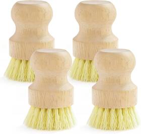 Lovebb 313106924935 4-pack Bamboo Dish Brush Palm Scrubber With Nylon Bristles For Clean