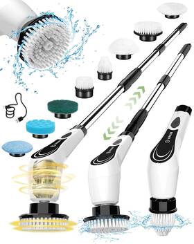 Rx05-a Lxlu Electric Spin Scrubber Cordless Cleaning Brush Shower With 8 He