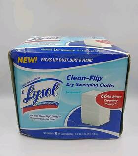Lysol 071798567662 Clean Flip Dry Sweeping Cloths 32 Count Box Damaged Open C