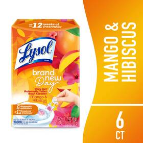 Lysol 313090579579 Day Automatic Toilet Bowl Click Gel Cleaner Mango And Hibiscus 6 Count