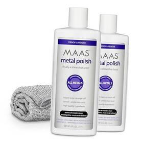 Maas 744759608987 Metal Polish 8-ounce Bottle 2 Pack Free Cloth Universal Cleaner