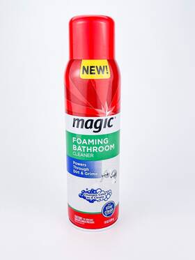 Magic 070048031434 Foaming Bathroom Cleaner 19oz Aerosol Blue To White Spray Shower Tile Tub