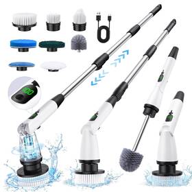 Mailluck 761729009537 Electric Spin Scrubber With 8 Replaceable Brush Heads 3 Adjustable Angle Wate