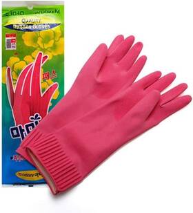 Mamison 445023120176 Quality Kitchen Non-slip Reusable Rubber Gloves Pink Color Cleaning