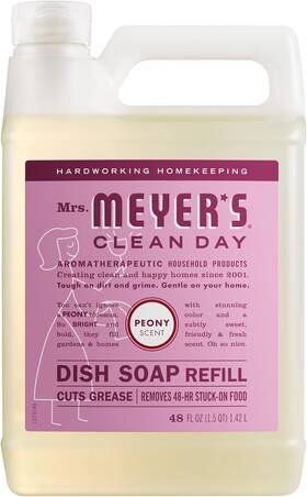 316568 Meel7 Mrs. Meyers Clean Day Liquid Dish Soap Refill Peony 48 Fl. Oz