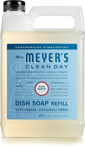 358225 Meel7 Mrs. Meyers Clean Day Liquid Dish Soap Refill Biodegradable Formula Rain Wate
