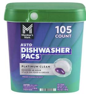 6820-6820 Members Mark Platinum Clean Automatic Dishwasher Pacs Fresh 105 Ct