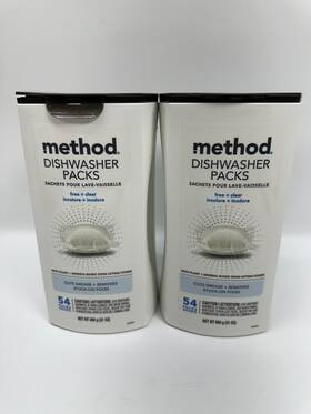 10843536106092 Method Dishwasher Detergent Packs Fragrance Free Clear Dishwashing Rinse Aid