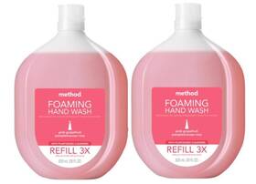 328118 Method 2 Foaming Hand Wash Refill 3x Pink Grapefruit Scent Plant Based 28 Oz