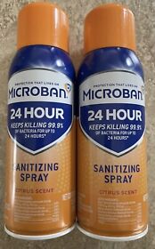 Microban 24 Hour Sanitizing Spray Citrus Scent 2 Cans 12.5 Oz Each