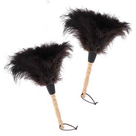 Midoneat 631105625548 Natural Black Ostrich Feather Duster 2 Packs Car Interior/exterior Cle