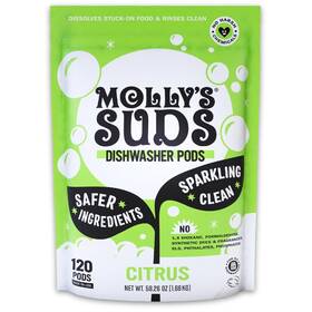 Mollys Suds 850024701724 Dishwasher Pods Clean Detergent Cuts Grease And Rinses Res