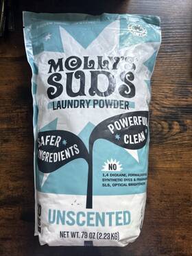 Mollys Suds 852835006166 Laundry Powder Unscented 120 Loads 79 Oz Safe Ingredients