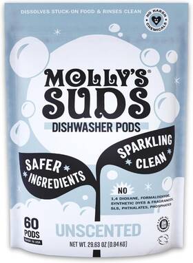 Ddp-uns-60 Mollys Suds Dishwasher Pods Clean Detergent Cuts Grease And Rinses
