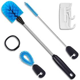 Mosolan 823895693733 3-in-1 Stainless Steel Water Bottle Brush Set Long Handle Scrub