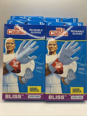 Mr. Clean 011171230349 5x New Bliss Premium Pair Latex Free Large Gloves Ultra Soft Liner