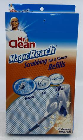 Mr. Clean 011171438639 Magic Reach Scrubbing Tub Shower Refills 8x Foaming Refill Pads