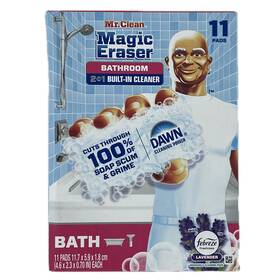 990402588 Mr. Clean Magic Eraser Bathroom 2 In 1 Built Cleaner 11 Count