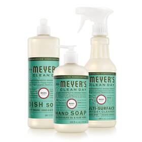 384547 Mrs. Meyers Clean Day Kitchen Basics Gift Set Basil Scent Cleaning Supplies Includes Di