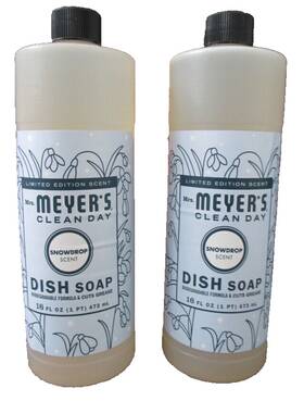 11364 Mrs. Meyers Clean Day 2 Snowdrop Scent Liquid Dish Soap 32 Oz Total New