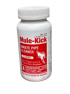 Mule-kick 076335209944 Waste Pipe Cleaner Flakes Clears Clogged Drains Prevent Stoppages 12oz