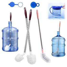 Musibo 718387712552 Bottle Brush 3 Pack Long Handled Bucket Brushes With 2 Water Jug Caps White