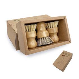 My 783971364141 Palm Dish Brush- Bamboo Full Circle Brush 3 Packs Mini Pot Natural