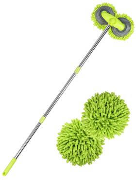 Nia01 Nicecastle 47 Dual Head Rotatable Car Wash Brush 3 Sections 120cm Chenille Soft Green