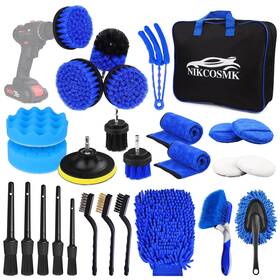 Nikcosmk 768531998837 27pcs Car Detailing Kit Brush Set Drill Detaili