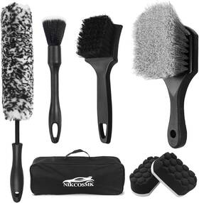 Nikcosmk 768561786596 7pcs Car Wheel Brush Kit Tire Cleaner Soft-bristled Rim Cle
