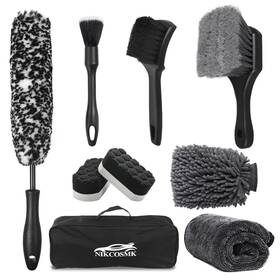 Cwb-9 Nikcosmk Car Wheel And Tire Brush Kit Cleaner Brushes Mitts Towels Shine Applicator