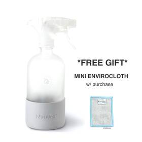 354004 Norwex Forever Bottle With Sprayer Glass Grey Silicone Sleeve Cleaning Spray New