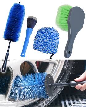 Wb003-t Oesee Car Wheel Cleaning Kit - Rim Brush Bendable Mitt Detail