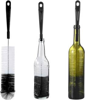 Official 313043585565 3-pack Long Black Bottle Cleaning Brush For Narrow Neck Beer/wine/flask/thermos/