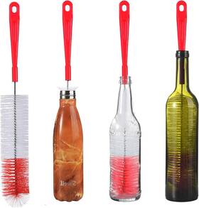 Vm-z33u-6y6c Official 16in Extra Long Red Bottle Cleaning Brush Cleaner For Washing Narrow Neck Beer/w
