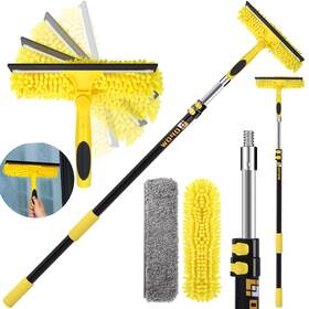 0001424yw Opow 150ftft Long Reach Window Squeegee With Telescoping Extension Pole 2-in-1