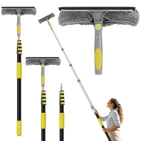 F221 Orvella 785179447459 Window Squeegee With Extension Pole 26ft Reach For Cleaning 2-in-1 Windows