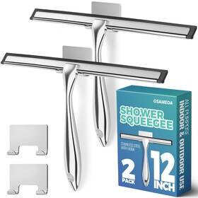 12in-2p-v-silver Osameda 2pack 12-inch All-purpose Shower Squeegee For Glass Doors Bathroom Windows