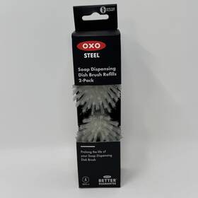 Oxo 840097780641 - Steel Series Soap Dispensing Dish Brush Refills 2 Pack Gray New