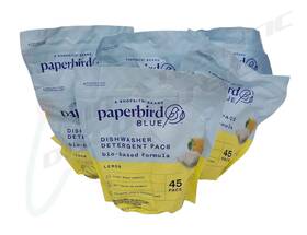 Paperbird 041190077373 6 Bags Of Blue Lemon Dishwasher Detergent Pacs 45 Count 23.8 Oz