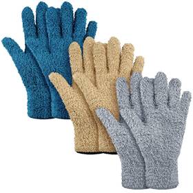 Dusting-05 Patelai 3 Pairs Microfiber Plant Dusting Medium Dark Blue Gray Khaki