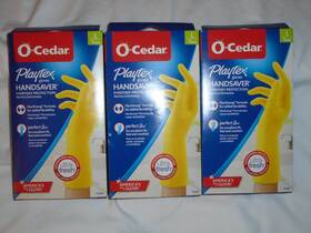 Playtex 041785998991 Set Of 3 Pair O-cedar Hand Saver Gloves Size Large - Yellow New