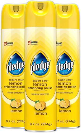 Pledge 744759401786 Furniture Polish Spray Lemon Scent 9.7oz Pack Of 3