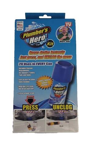 Plumber S Hero 858202003301 Brand New Plumbers Kit Unclog Drains Instantly 20 Uses As Seen On Tv